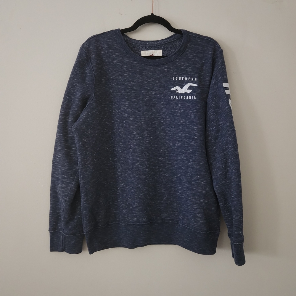 Hollister blue longsleeve sweater size medium logo sweatshirt mens